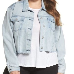 Cropped Distressed Denim Jean Jacket
